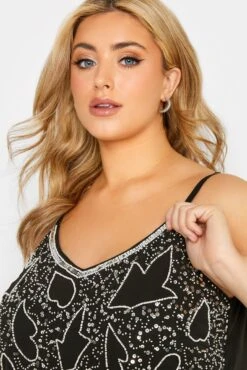 LUXE Curve Black Abstract Sequin Hand Embellished Cami Top 8 LUXE Curve Black Abstract Sequin Hand Embellished Cami Top -Saga Dresses Shop 259fc30f 81e5 43 161202 D