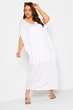 YOURS Curve White Double Layered Midi Dress