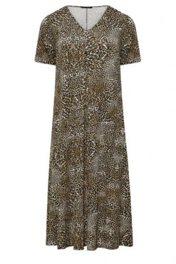LIMITED COLLECTION Curve Brown Animal Print Pleat Front Maxi Dress -Saga Dresses Shop 273fa5e3 4772 42 215304 X