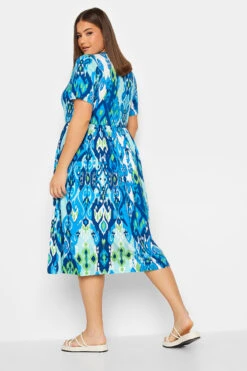 YOURS Curve Blue Abstract Print Frill Sleeve Smock Dress 9 YOURS Curve Blue Abstract Print Frill Sleeve Smock Dress -Saga Dresses Shop 2740219f 71e8 47 302233 D