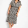 YOURS Curve Beige Brown Animal Print Spilt Hem Midaxi Shirt Dress