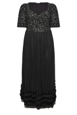 LUXE Curve Black Sequin Sweetheart Ruffle Maxi Dress 10 LUXE Curve Black Sequin Sweetheart Ruffle Maxi Dress -Saga Dresses Shop 27f796a2 08b8 42 161991 X