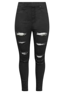 YOURS Curve Black Ripped Stretch GRACE Jeggings -Saga Dresses Shop 283363ff eabc 42 143078 XR