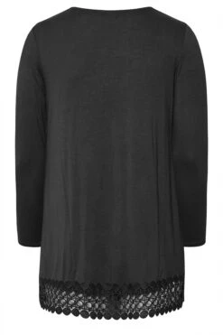 YOURS Curve Black Crochet Trim Long Sleeve Tunic Top -Saga Dresses Shop 28cc9754 233d 46 320337 Y