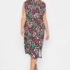 YOURS PETITE Curve Black Animal Print Halter Neck Dress
