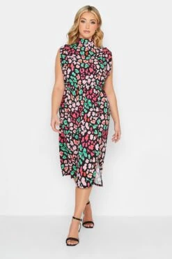 YOURS PETITE Curve Black Animal Print Halter Neck Dress