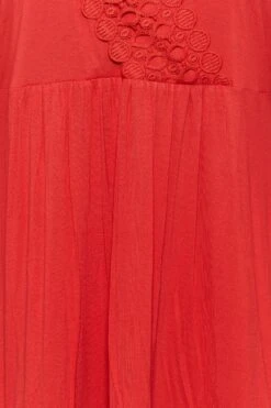 YOURS Curve Red Crochet Long Sleeve Tunic Top -Saga Dresses Shop 28f4fa4e 6f72 42 320480 Z