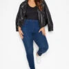 YOURS FOR GOOD Curve Mid Blue Stretch Pull On JENNY Jeggings