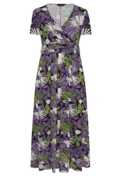 YOURS Curve Purple & Green Leaf Print Maxi Dress 10 YOURS Curve Purple & Green Leaf Print Maxi Dress -Saga Dresses Shop 294799d0 e738 4c 301609 X