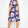 YOURS LONDON Curve Navy Blue Floral Print Midi Skater Dress