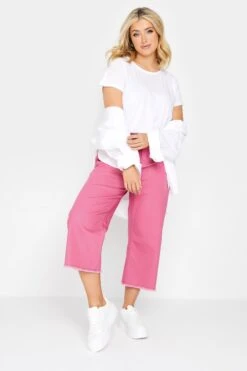 YOURS Curve Hot Pink Stretch Cropped Jeans