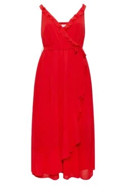 YOURS LONDON Curve Red Ruffle Wrap Dress -Saga Dresses Shop 2aa13bbf fc68 41 161888 XR