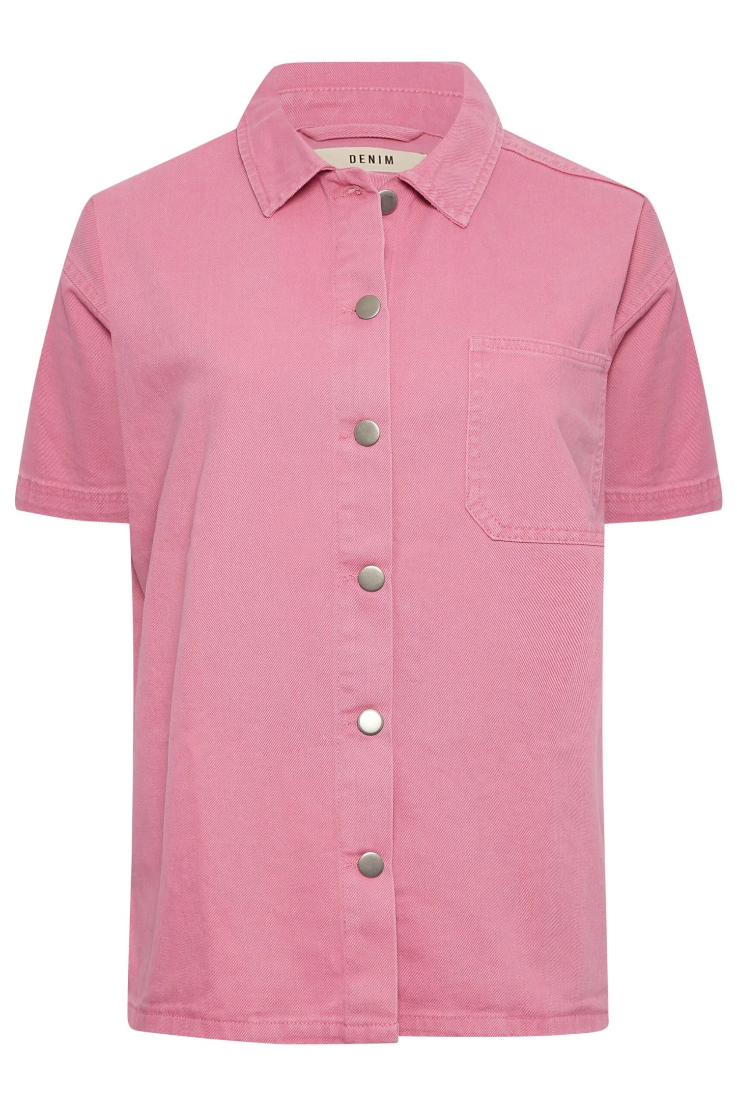YOURS Curve Pink Denim Shirt 5 YOURS Curve Pink Denim Shirt - Image 5