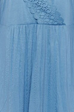 YOURS Curve Blue Crochet Long Sleeve Tunic Top -Saga Dresses Shop 2ae732c5 2fb1 40 320481 Z