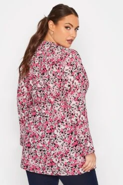 LIMITED COLLECTION Curve Pink Floral Print Wrap Top -Saga Dresses Shop 2b019f19 fcdc 4b 214900 D