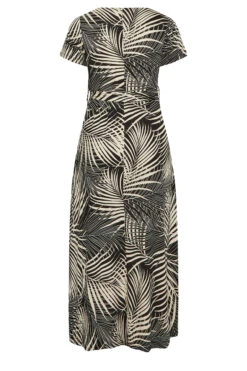 YOURS Curve Black Leaf Print Wrap Dress 11 YOURS Curve Black Leaf Print Wrap Dress -Saga Dresses Shop 2b1aea90 8361 43 301599 Y