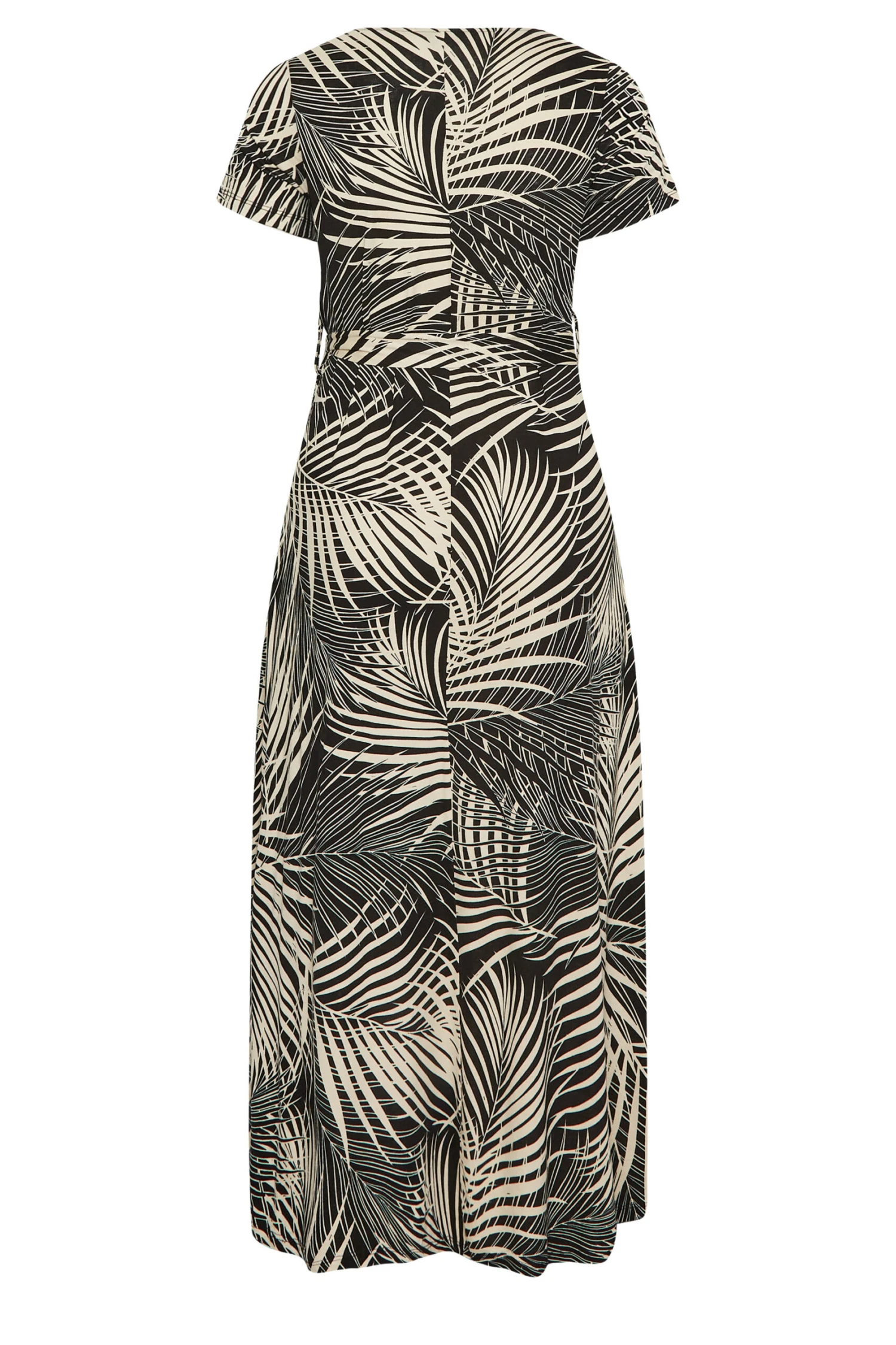 YOURS Curve Black Leaf Print Wrap Dress 6 YOURS Curve Black Leaf Print Wrap Dress - Image 6
