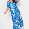 YOURS Curve Blue Swirl Print Maxi Dress