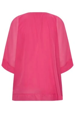 YOURS LONDON Curve Bright Pink Chiffon Cape Blouse -Saga Dresses Shop 2c6896d2 af06 4b 162078 Y