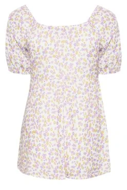 YOURS Curve White Floral Print Gypsy Top -Saga Dresses Shop 2cfefb58 c09f 4a 320351 Y