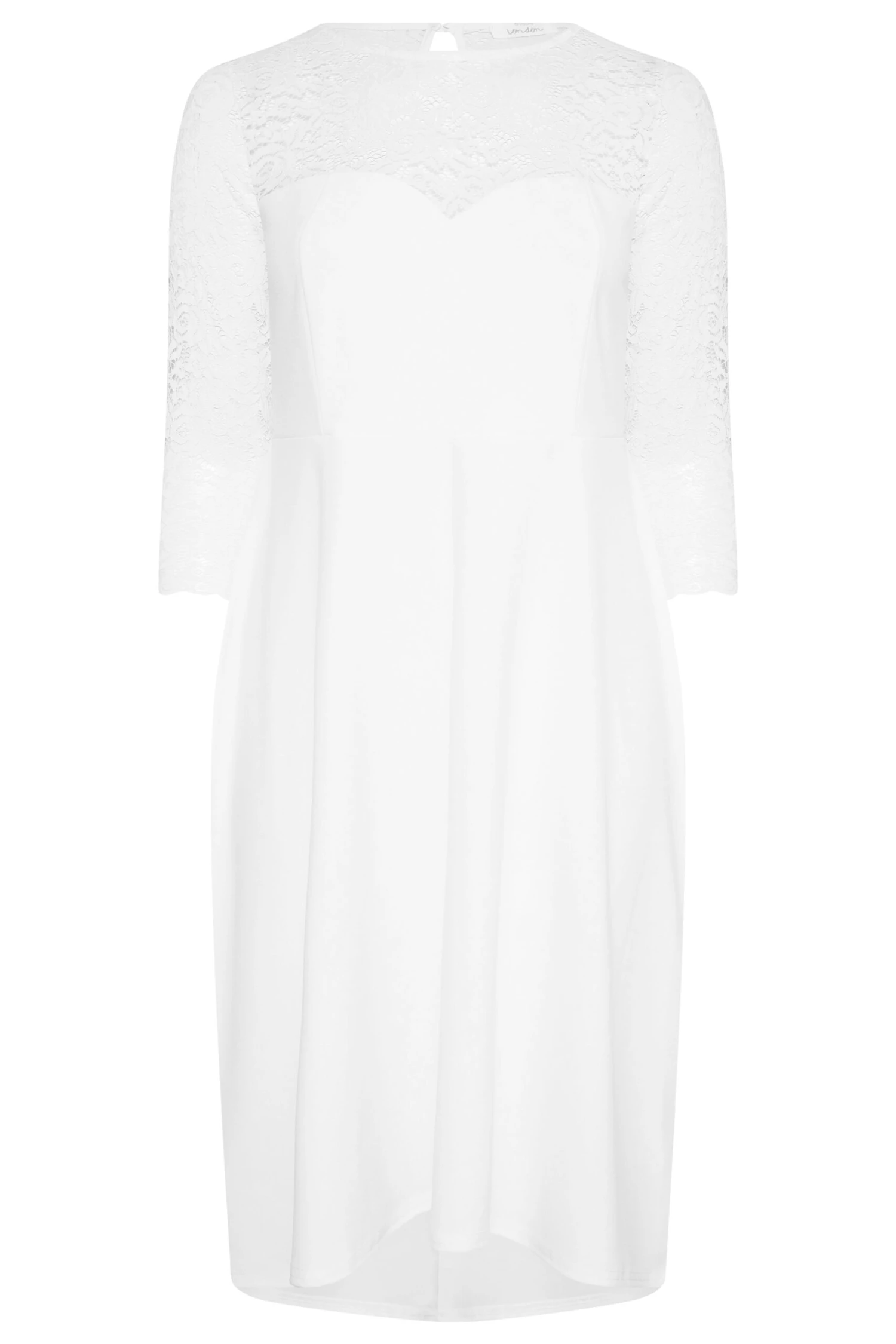 YOURS LONDON Curve White Lace Bridal Midi Dress 5 YOURS LONDON Curve White Lace Bridal Midi Dress - Image 5