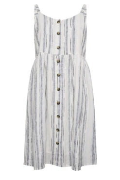 YOURS Curve White Stripe Button Lined Strappy Sundress -Saga Dresses Shop 2d77a058 9d0c 48 137356 X