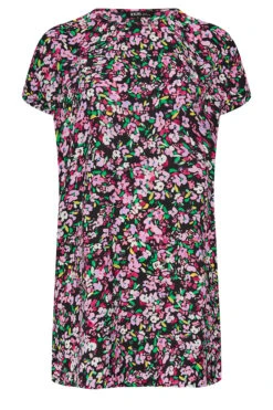 YOURS Curve Black & Pink Floral Print Shift Dress -Saga Dresses Shop 2e2ca478 a033 4a 137527 X