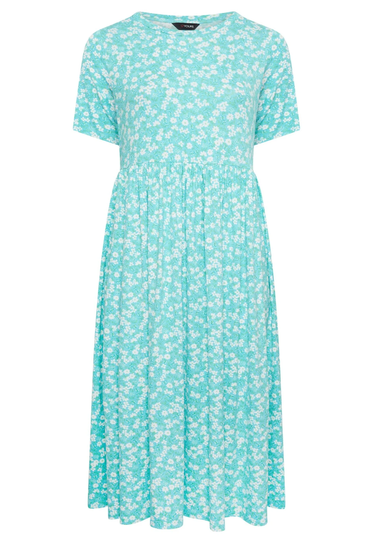YOURS Curve Light Blue Floral Disty Print Smock Dress 5 YOURS Curve Light Blue Floral Disty Print Smock Dress - Image 5