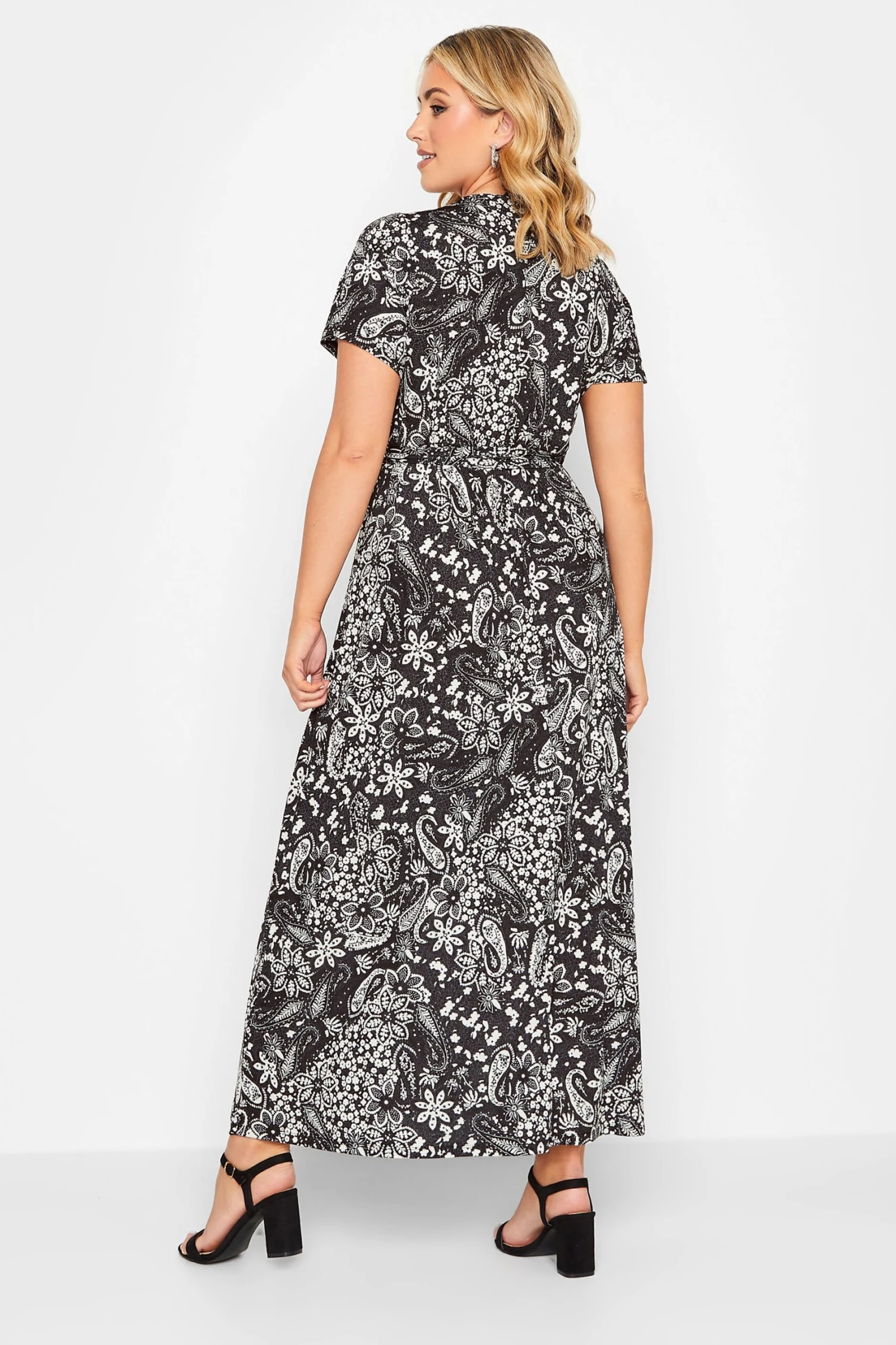 YOURS Curve Black Paisley Print Wrap Maxi Dress 2 YOURS Curve Black Paisley Print Wrap Maxi Dress - Image 2