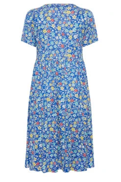 YOURS Curve Blue Floral Smock Dress -Saga Dresses Shop 2f0380f1 c40e 48 302230 Y