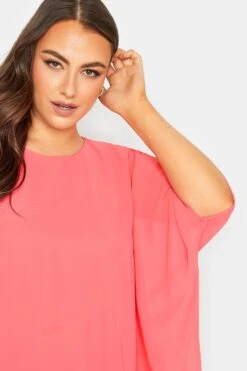 YOURS LONDON Curve Coral Pink Cape Top -Saga Dresses Shop 2f2bc97b 157d 43 162074 D