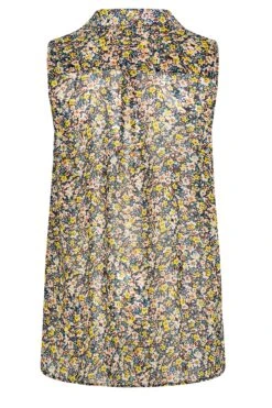 YOURS Curve Navy Blue Floral Print Sleeveless Frill Swing Blouse -Saga Dresses Shop 2f445ae8 8787 4d 173882 Y