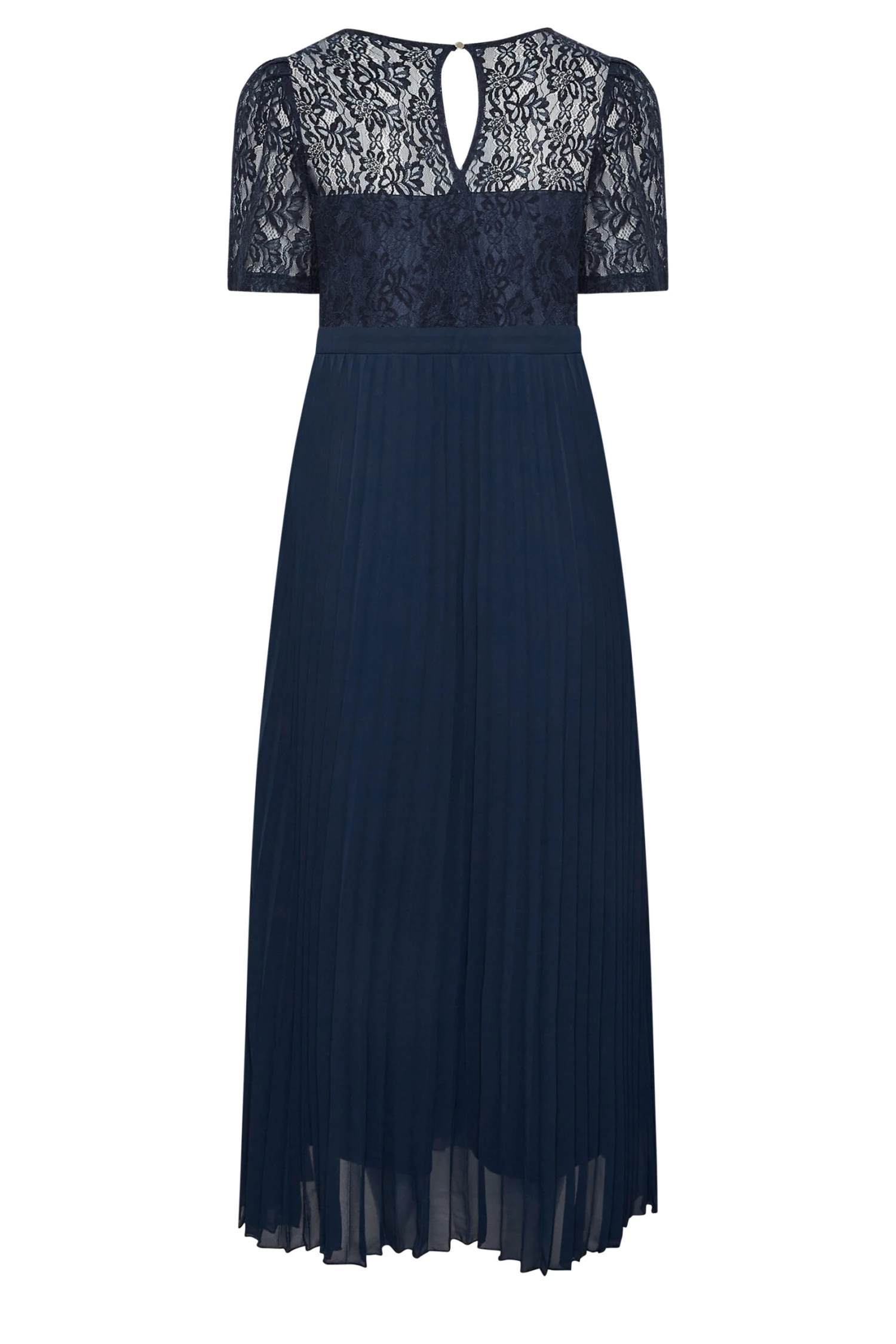 YOURS LONDON Curve Navy Blue Lace Puff Sleeve Pleated Maxi Dress 6 YOURS LONDON Curve Navy Blue Lace Puff Sleeve Pleated Maxi Dress - Image 6