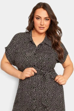 YOURS Curve Black Leaf Print Spilt Hem Midaxi Shirt Dress 8 YOURS Curve Black Leaf Print Spilt Hem Midaxi Shirt Dress -Saga Dresses Shop 2f81c3f2 5e90 40 137433 D