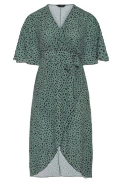 YOURS LONDON Curve Green Dalmatian Print Midi Wrap Dress -Saga Dresses Shop 2f97043c dd3b 47 157867 F