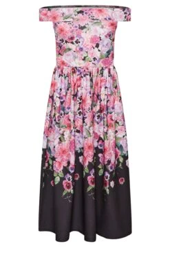 YOURS PETITE Curve Black Floral Border Bardot Dress 10 YOURS PETITE Curve Black Floral Border Bardot Dress -Saga Dresses Shop 2fc8bbe7 ffdb 49 174573 Y