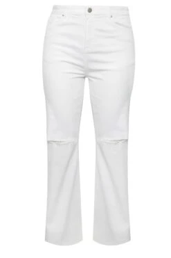 Yours Curve White Ripped Wide Leg Jeans -Saga Dresses Shop 30dbe5c8 02e8 4a 143237 X