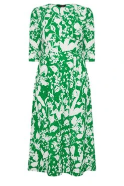 YOURS Curve Green Floral Split Front Dress 10 YOURS Curve Green Floral Split Front Dress -Saga Dresses Shop 3144768d efd1 43 301904 X