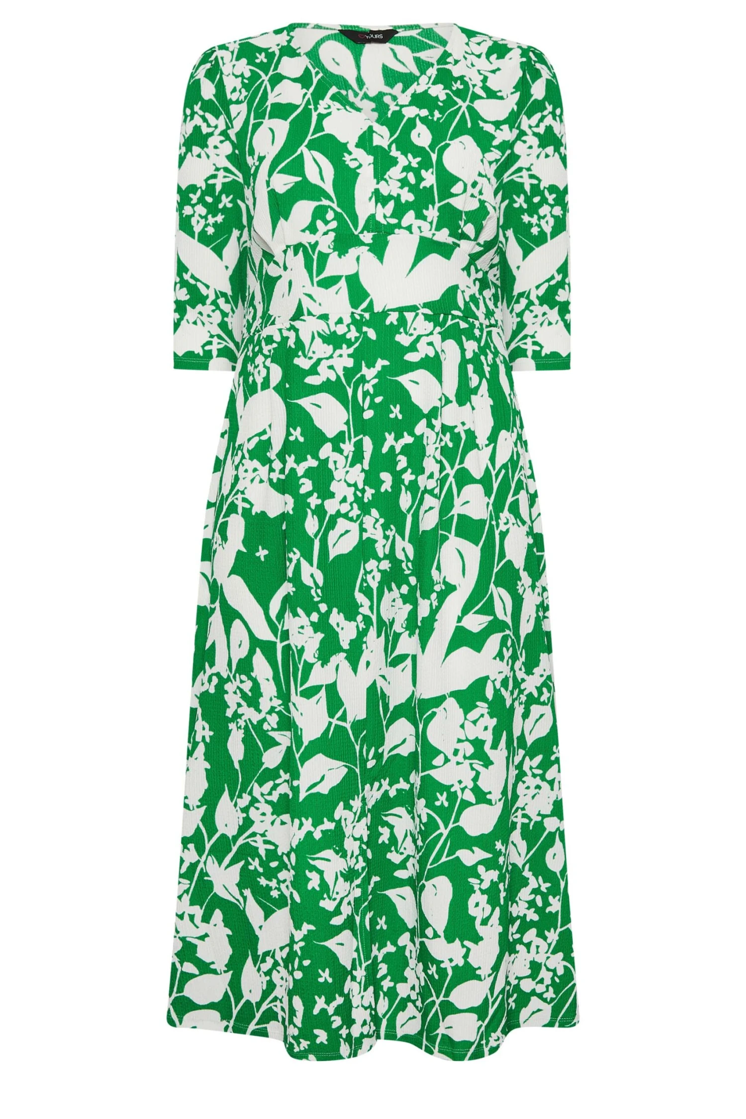 YOURS Curve Green Floral Split Front Dress 5 YOURS Curve Green Floral Split Front Dress - Image 5