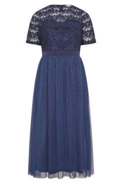 YOURS LONDON Curve Navy Blue Lace Chiffon Maxi Dress -Saga Dresses Shop 32201069 dc5b 47 161007 F