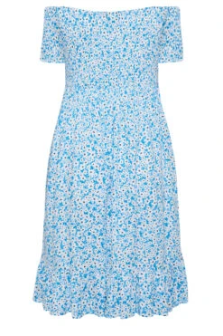 YOURS Curve Blue Ditsy Floral Bardot Midi Dress 11 YOURS Curve Blue Ditsy Floral Bardot Midi Dress -Saga Dresses Shop 32350c3b 4a39 47 137331 Y