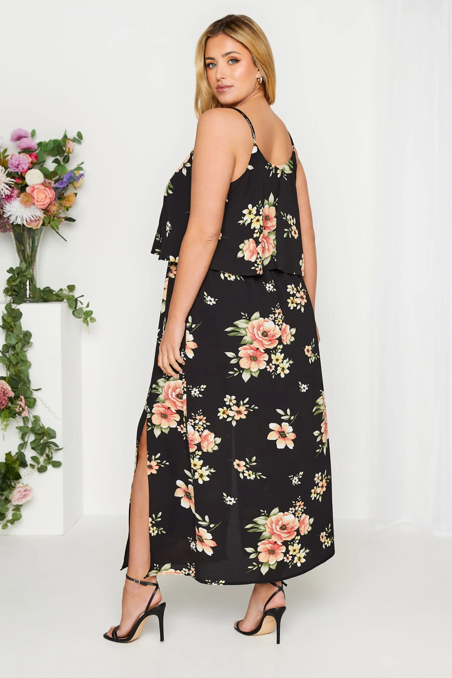 YOURS LONDON Curve Black Floral Overlay Maxi Dress 2 YOURS LONDON Curve Black Floral Overlay Maxi Dress - Image 2