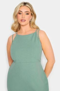 YOURS PETITE Curve Sage Green Split Hem Maxi Dress -Saga Dresses Shop 33a4e208 94cd 49 174531 D