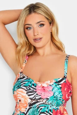 YOURS Curve Orange Mixed Tropical Print Hanky Hem Tankini Top -Saga Dresses Shop 33deeabe 316d 4a 150311 D