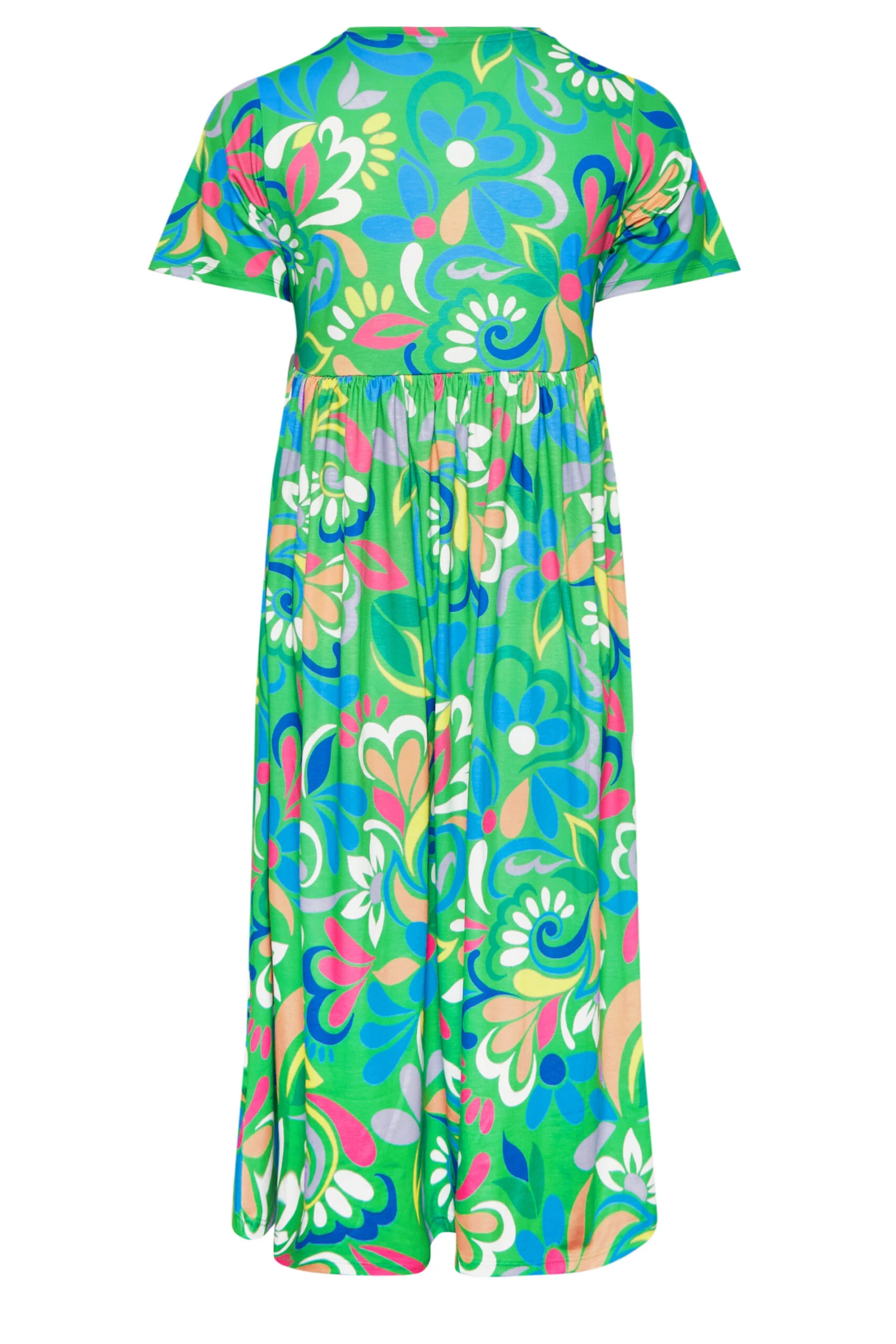 YOURS Curve Green Abstract Print Smock Dress 6 YOURS Curve Green Abstract Print Smock Dress - Image 6