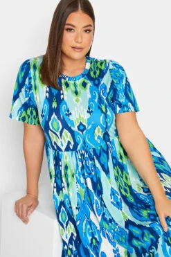 YOURS Curve Blue Abstract Print Frill Sleeve Smock Dress 10 YOURS Curve Blue Abstract Print Frill Sleeve Smock Dress -Saga Dresses Shop 348883d9 4fda 49 302233 E