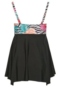 YOURS Curve Black Tropical Print Hanky Hem Swimdress -Saga Dresses Shop 34e18b4c 61e9 42 150302 Y