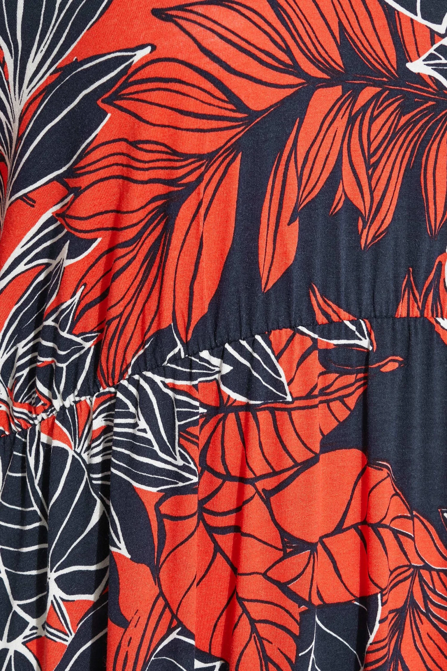 YOURS Curve Navy Blue Leaf Print Cold Shoulder Dress 4 YOURS Curve Navy Blue Leaf Print Cold Shoulder Dress - Image 4