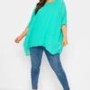 YOURS LONDON Curve Turquoise Green Cape Top