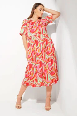 LIMITED COLLECTION Curve Bright Pink Abstract Print Midaxi Smock Dress 11 LIMITED COLLECTION Curve Bright Pink Abstract Print Midaxi Smock Dress -Saga Dresses Shop 35b5540b ec8e 4a 213732 L1